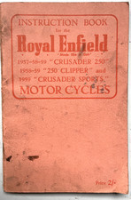 Royal Enfield Crusader, Clipper 250cc, Crusader Sports Instruction Book 1958-59