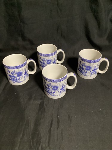 Spode blue floral mugs ex - x, 4
