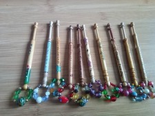10 Wood Lace Making  Bobbins With Spangles # 13