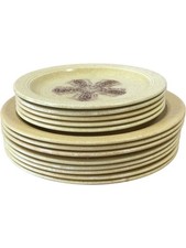 J&G Meakin Studio Two Driftwood 13-Piece Stoneware Plate Set Vintage Design