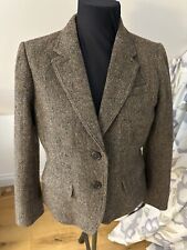 Joules Ladies Wool Blend Tweed Blazer Jacket Fully Lined UK14 Brown Fleck VGC
