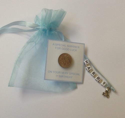 Personalised lucky sixpence - personalised,