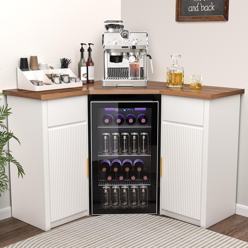 Corner bar cabinet with fridge - corner,