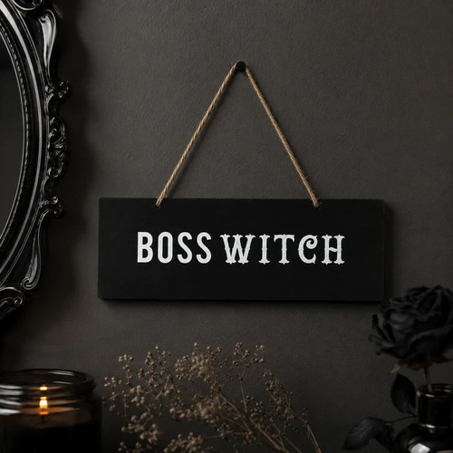 Boss witch wooden - hanging, sign