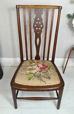 Arts & Crafts Fireside Chair Floral Needlepoint High Wheel back FREE POSTAGE 
