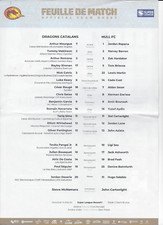TEAM SHEET: CATALAN DRAGONS v HULL FC ..14th  February 2025