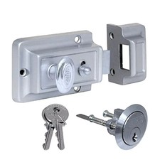 Door Lock Night Latch Traditional Nickel Rim Security 3 Keys Fixings Latches 6pc
