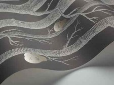 Cole & Son Woods & Pears Wallpaper 95/5031 White/Metallic Silver/Charcoal