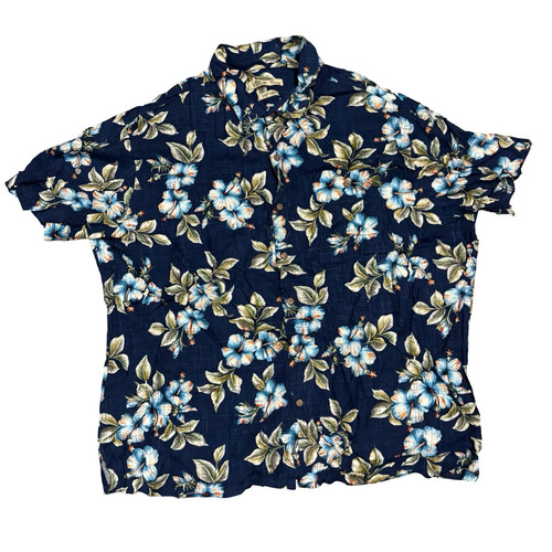 Hawaiian shirt mens xxl - shirt, navy