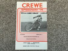 * CREWE v BIRMINGHAM 15/4/74 speedway programme