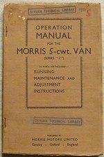 MORRIS 5 cwt VAN SERIES Z Instructions Handbook 1950 #29/5 (66319) 9/50-5M