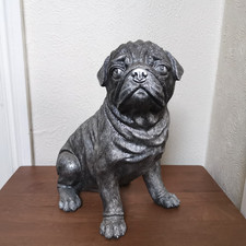 Large Sitting Silver Pug
