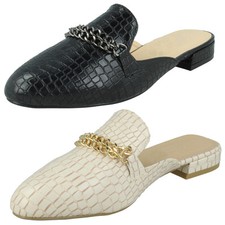 Ladies Spot On Synthetic Wide Fit Open Back Mules