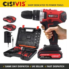 2 Battery 21V Cordless Drill Combi Driver High Power Electric Screwdriver Set UK
