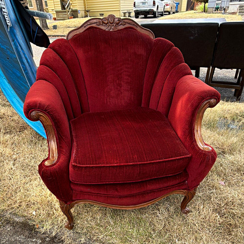 Red vintage retro upholstered - red, vintage/retro