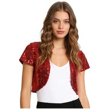 Woman Sequin Shrug Short