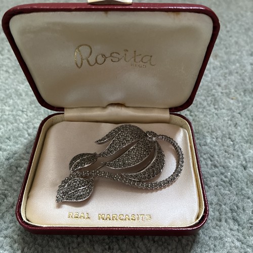 Vintage real marcasite floral - real,