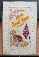 WW1, Embroidered silk Postcard  - Home Sweet Home