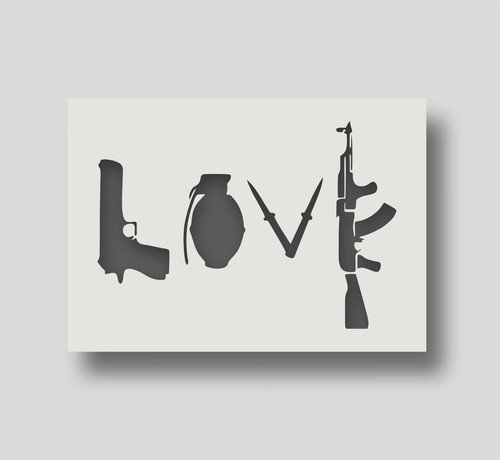 Banksy love weapon stencil - stencil,