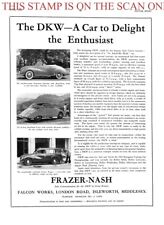 FRAZER-NASH 'DKW' Motor Car Concessionaires ADVERT Original 1955 Print Ad 704/74