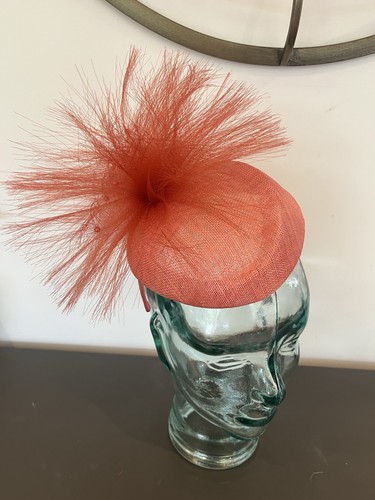 Coral pillbox fascinator new - pillbox,
