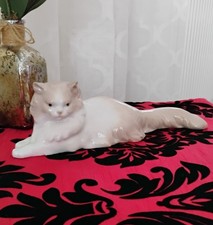 Lladro Persian Angora Cat Porcelain Figurine Vintage Nao Ornament Retired