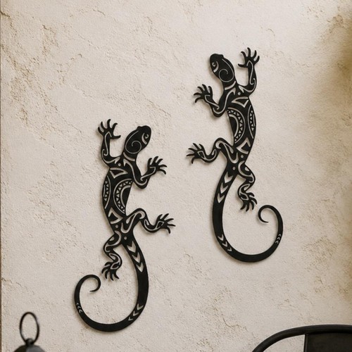 Iron gecko wall art - gecko,