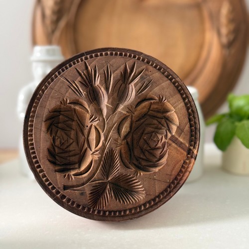 Antique treen butter stamp - treen,