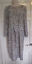 Long Sleeved Belted Calf Length Dress, Size 12, Linea