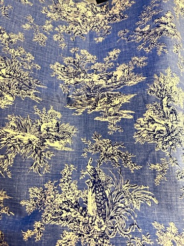 Blue white toile - blue, fabric