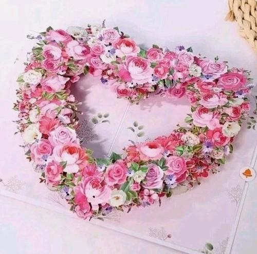 Roses heart pop card - up,