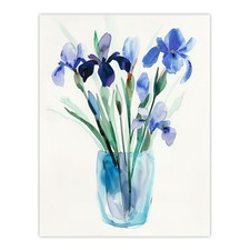 Blue Iris Flower Bouquet Vase