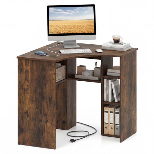 Corner desk charging - desk, w/charging