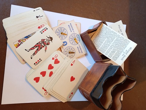 Leather boxed bezique card - boxed,