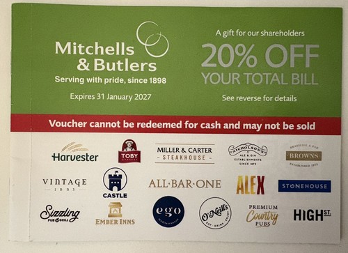 Mitchells and butlers voucher - mitchells,
