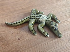 Unusual Vintage Wellow Pottery Crocodile With Label
