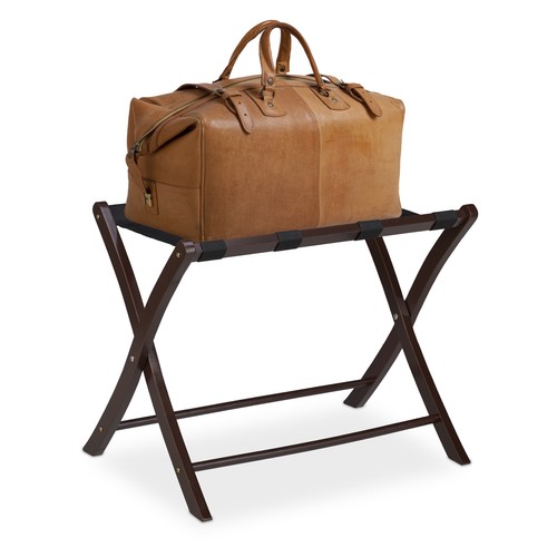 Folding wooden luggage rack