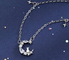 Women Moon Star Cat Pendant