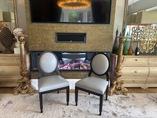 Christian Liaigre Academia side chairs x 2  TOP quality grey leather rrp £8,720