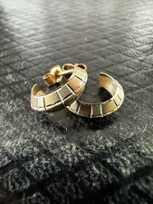 Vintage 9K Tri-Colour Gold Huggy Hoop Earrings–Yellow Rose White, B'ham Hallmark
