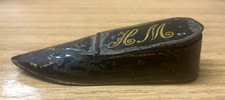 EXQUISITE RARE Early  19th Century TIN PLATE Shoe Snuff Box MONOGRAM (572)