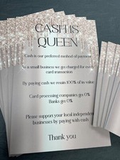 CASH PAYMENT SIGN FOR SALON SHOP CAFE BUSINESS- CASH IS QUEEN NOTICE A4 A5 SIZE