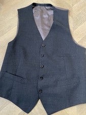 Men’s Waistcoat, Pure Wool, Grey  Size M 40 Inch Chest 