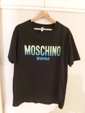 Moschino T-Shirt Tee Top Gym Swim Logo Signature Black XL  - Xxl new 