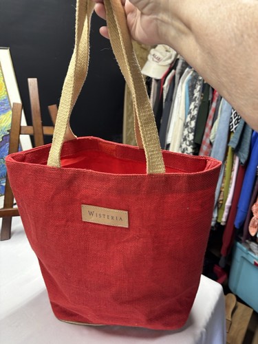 Wisteria burlap jute tote bag - jute,