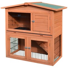 PawHut Rabbit Hutch, 2-Tier