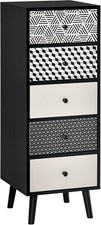 5 Drawer Tallboy White Black