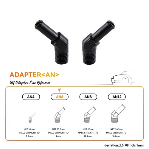 2pcs aluminum an6 npt - an6, male