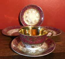 HANDPAINTED GENUINE SAMURAI JAPANESE CHINA SET OF 4 SAUCERS & 1 TEACUP - SPARES