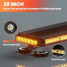 KEECALT Roof Magnetic 84 LED Amber Flashing Beacon Light Bar for Truck Van Car